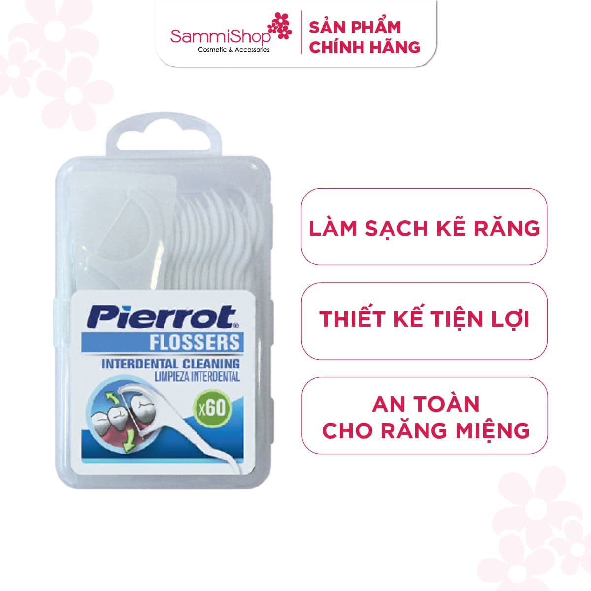 Pierrot Chỉ kẽ răng Flossers Interdental Cleaning Limpieza Interdental 60 chiếc thumb 1