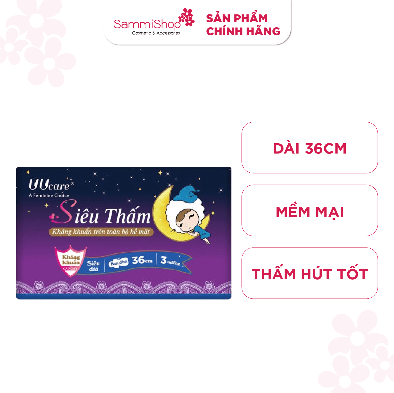 Uucare Young Girl BVS kháng khuẩn ban đêm 36cm x 3 miếng thumb 1