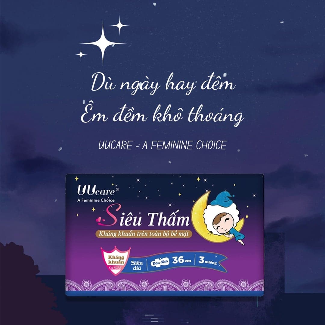 Uucare Young Girl BVS kháng khuẩn ban đêm 36cm x 3 miếng thumb 2
