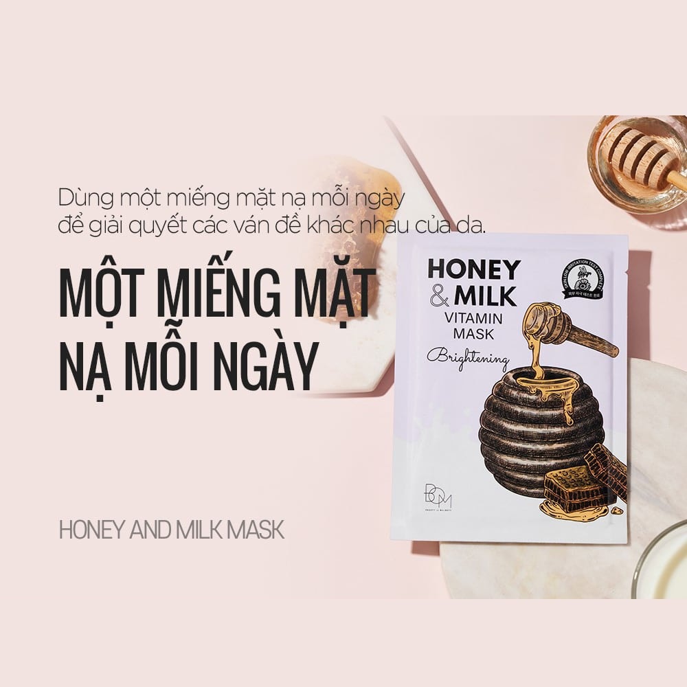 BOM Mặt nạ Honey & Milk Brightening Vitamin Mask 25g 3