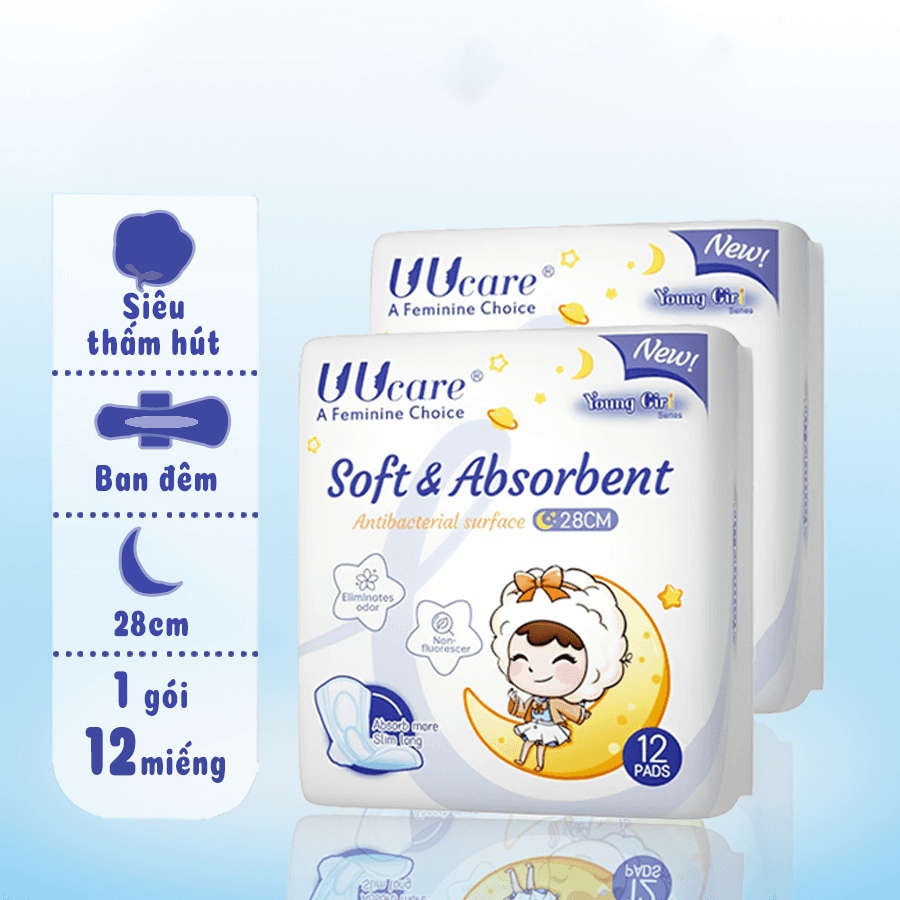 Uucare Young Girl BVS kháng khuẩn ngày và đêm 28cm x 12 miếng thumb 2