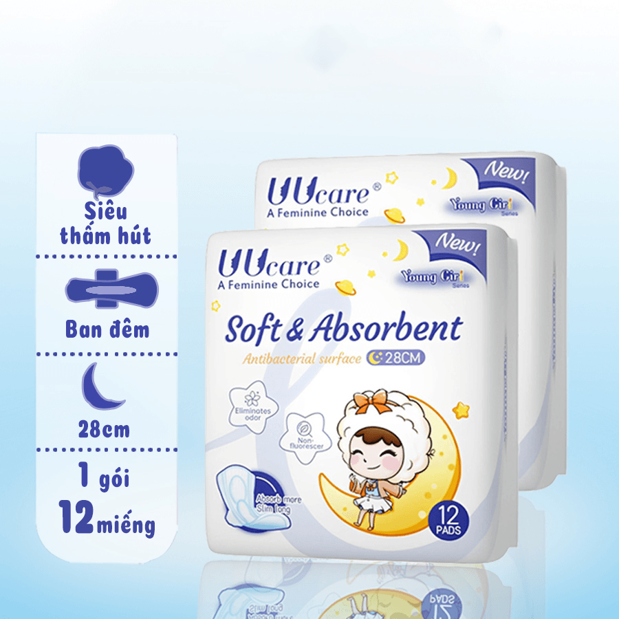 Uucare Young Girl BVS kháng khuẩn ngày và đêm 28cm x 12 miếng 2