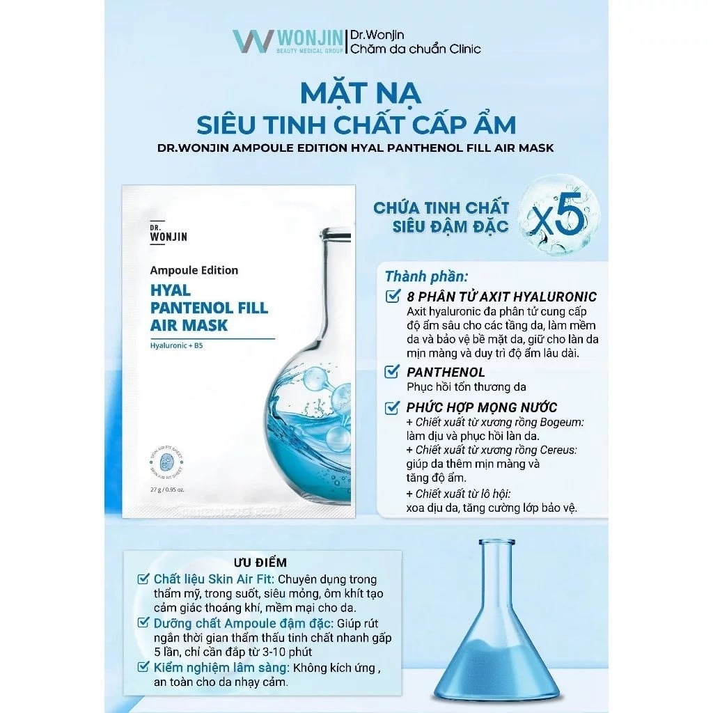 Dr.Wonjin Mặt nạ Ampoule Edition Hyal Pantenol Fill Air 2