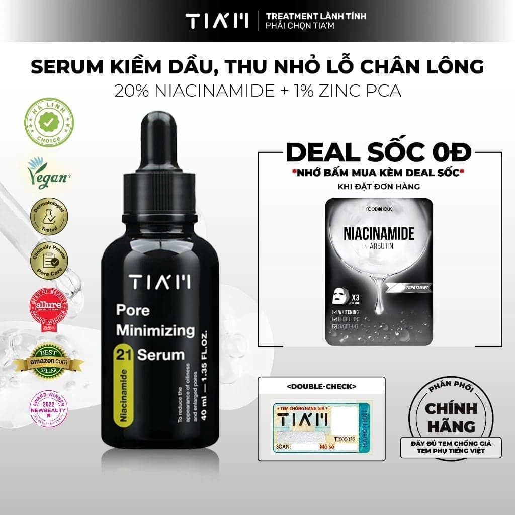 Tia'm Serum kiểm soát dầu nhờn, thu nhỏ lỗ chân lông Niacinamide Pore Mininmizing 21 thumb 4