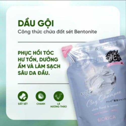 Biorica Dầu gội đất sét Clay Shampoo dạng túi 360ml thumb 3