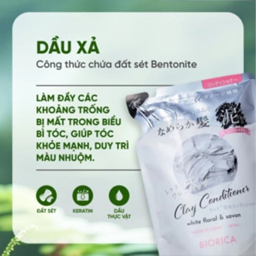 Biorica Dầu xả đất sét Clay Conditioner dạng túi 360ml 3