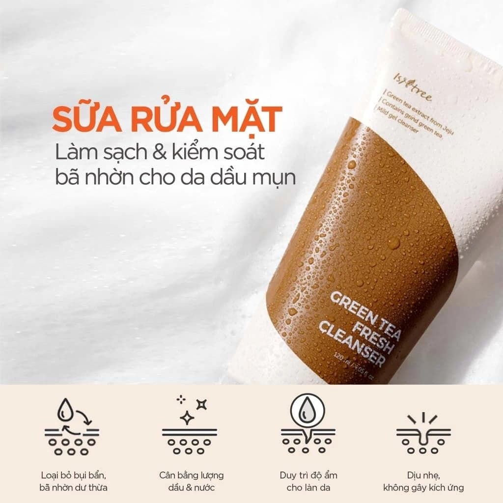 Isntree Sữa Rửa Mặt Green Tea Fresh Cleanser 120ml thumb 5