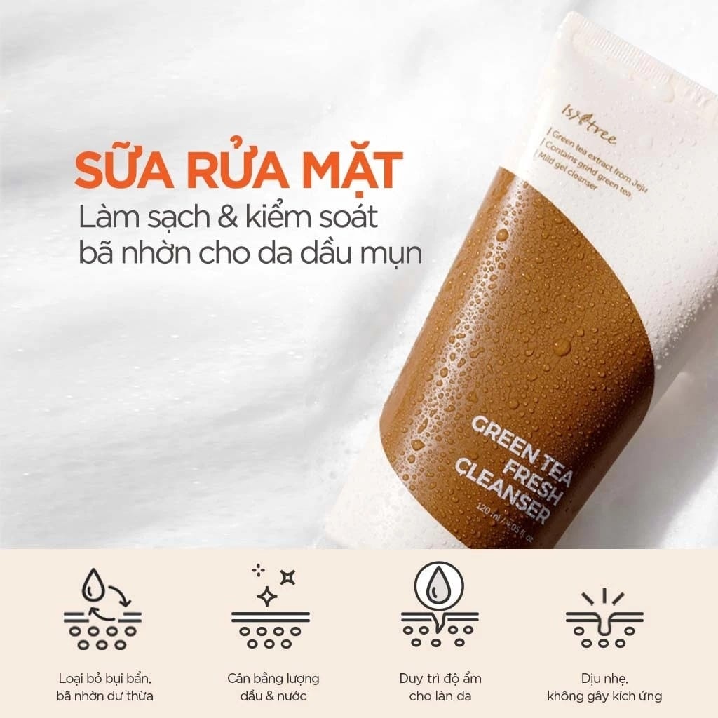 Isntree Sữa Rửa Mặt Green Tea Fresh Cleanser 120ml 5