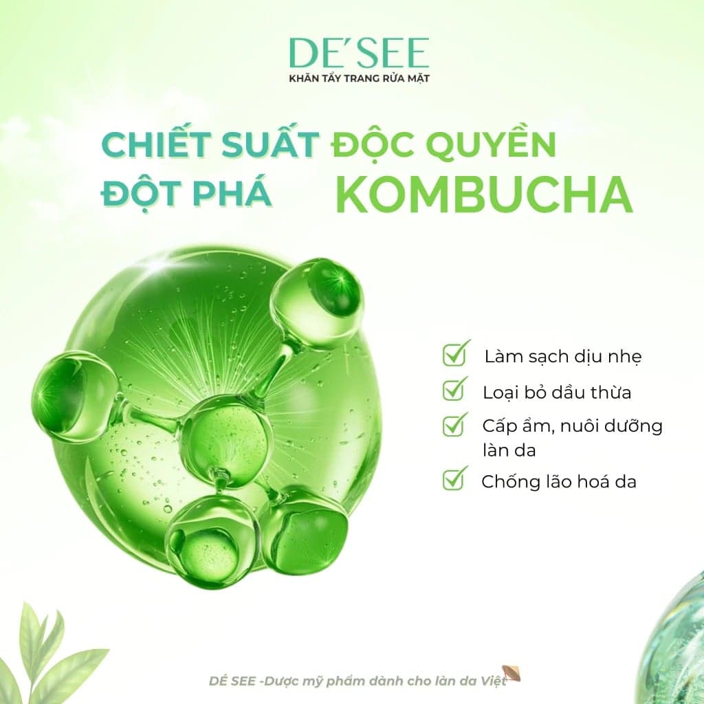 De See Khăn tẩy trang rửa mặt 2in1 30 gói thumb 4
