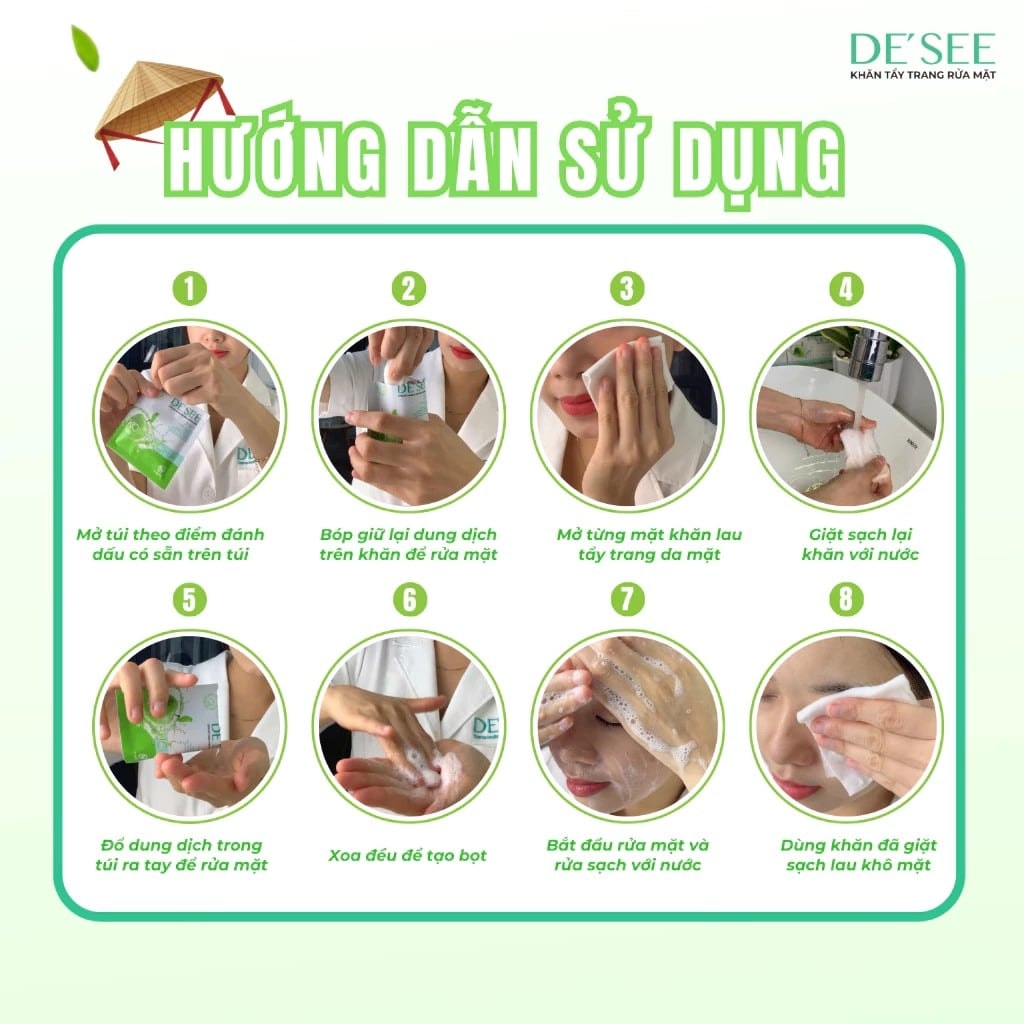 De See Khăn tẩy trang rửa mặt 2in1 30 gói 5