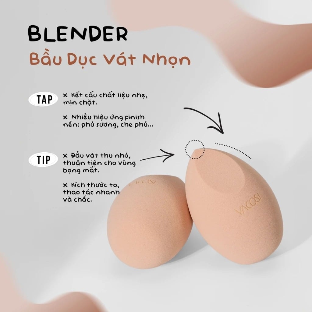 Vacosi Set 3 Bông Đa Diện Nâu Versatile Makeup Blender Set 3