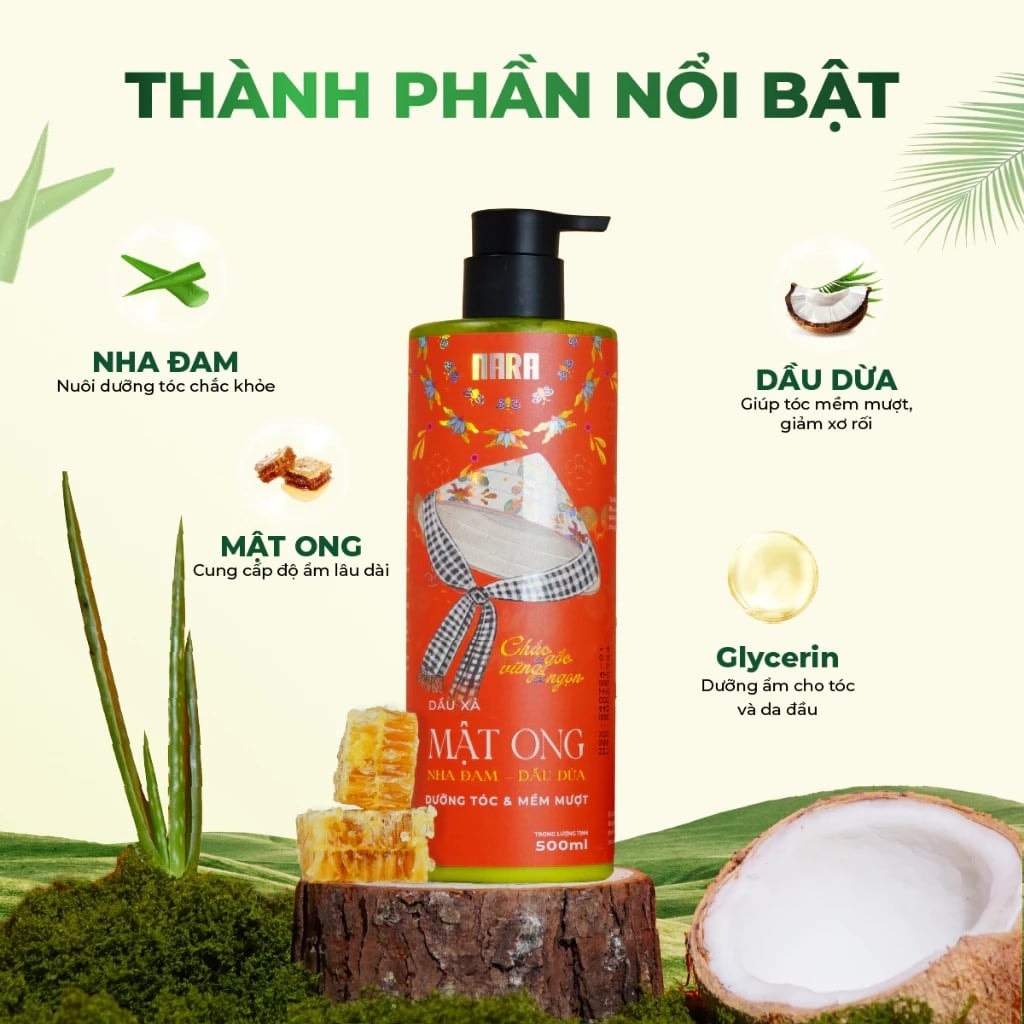 Nara Dầu xả Mật Ong Nha đam dầu dừa 4