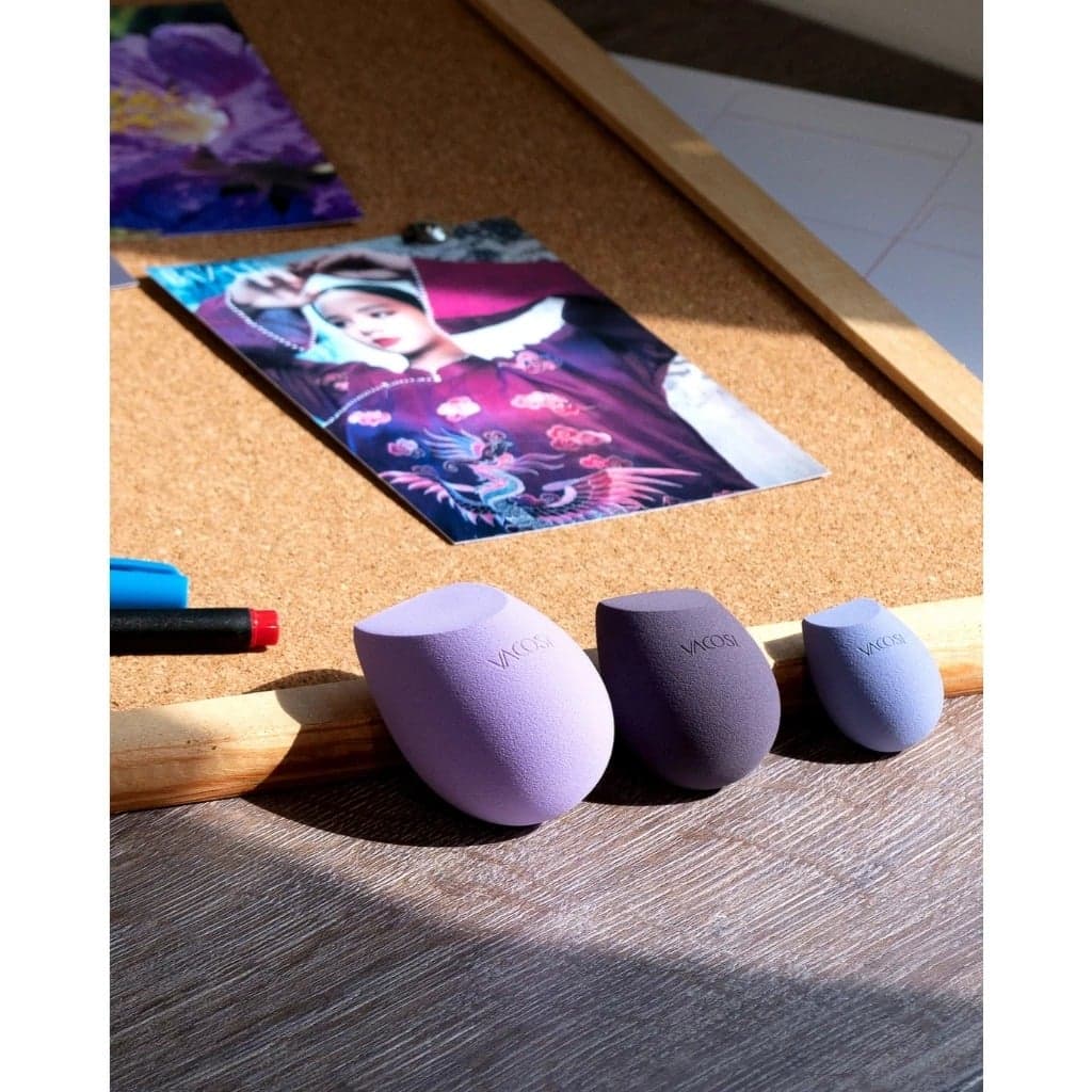 Vacosi Set 3 Bông Vát Xéo Đôi Tím Versatile Makeup Blender Set - Dewberry Bp43 thumb 5