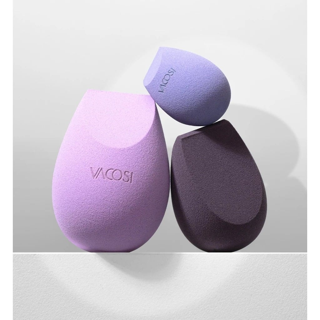 Vacosi Set 3 Bông Vát Xéo Đôi Tím Versatile Makeup Blender Set - Dewberry Bp43 4