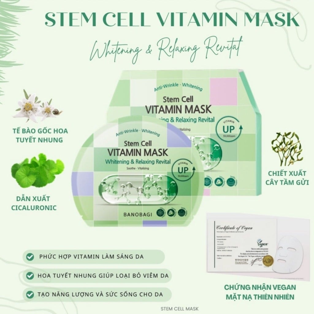 BANOBAGI Mặt Nạ Giấy Stem Cell Vitamin Mask 30g 4