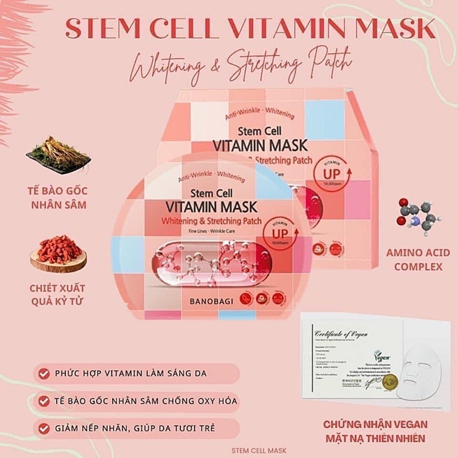 BANOBAGI Mặt Nạ Giấy Stem Cell Vitamin Mask 30g 5