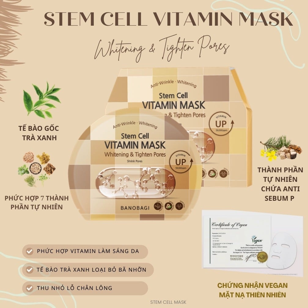 BANOBAGI Mặt Nạ Giấy Stem Cell Vitamin Mask 30g 6