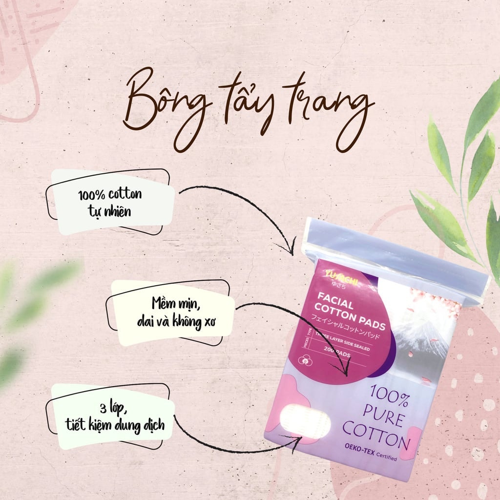 Yusachi Bông tẩy trang Facial Cotton Pads 200 miếng 2