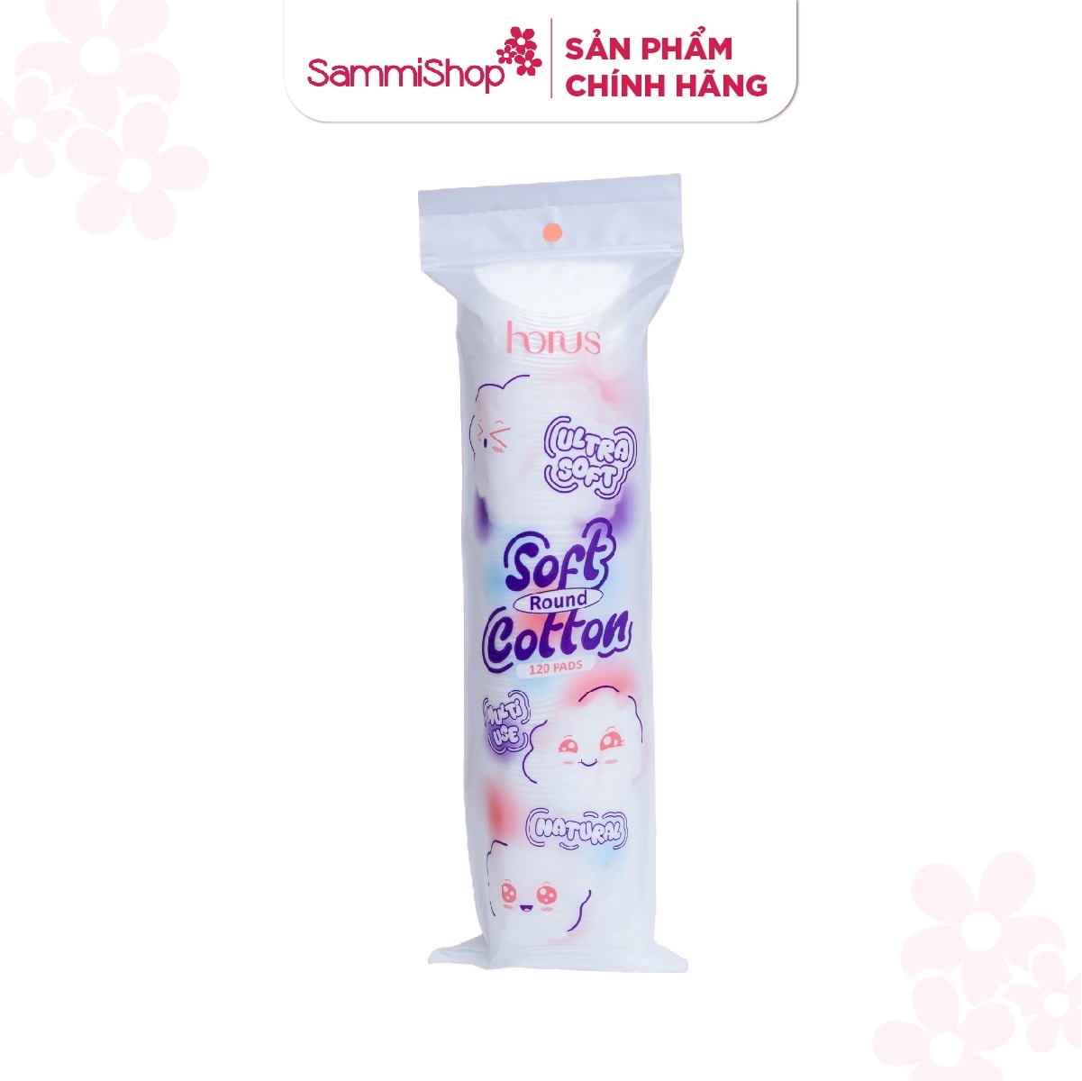 CB10 Combo 3 Horus Bông tẩy trang tròn Round Soft Cotton Pads 120 pads - Ultra Soft 3