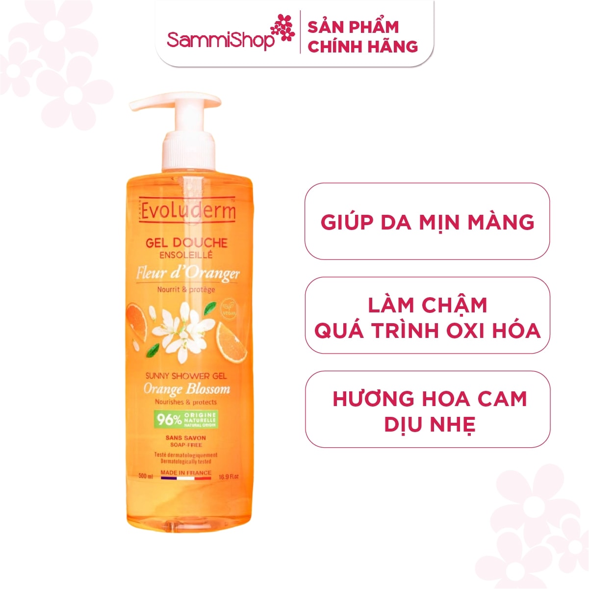 Evoluderm Gel tắm tinh chất Hoa Cam 500ml 1