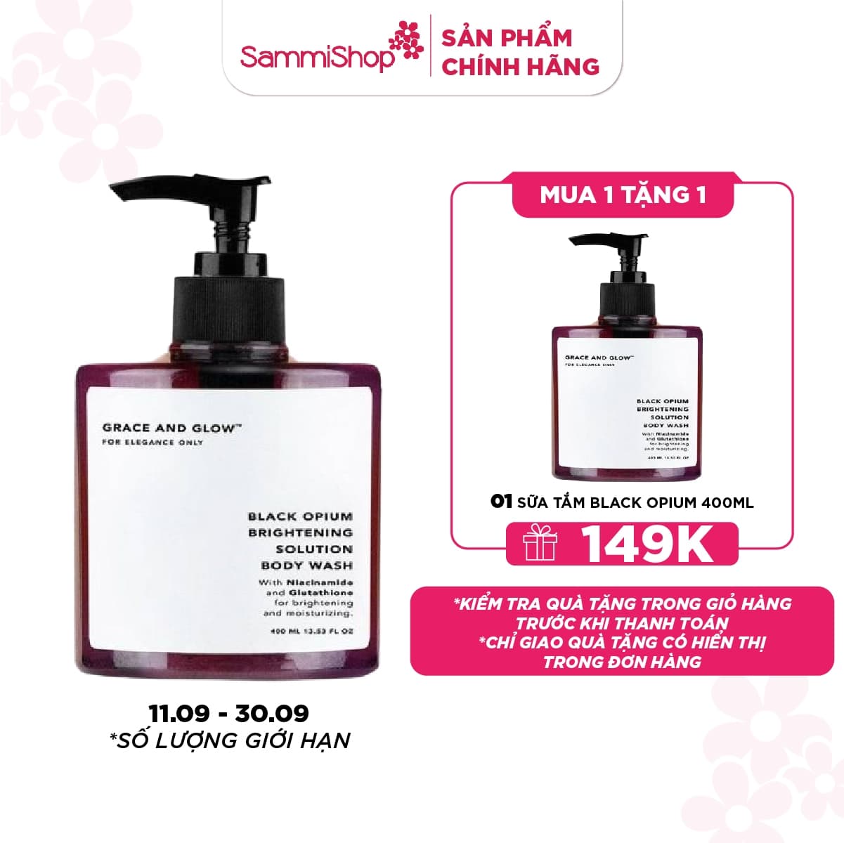 11.09- 30.09 MUA 1 TẶNG 1 Grace and Glow Sữa tắm sáng da Black Opium Brightening Body Wash 400ml thumb 1