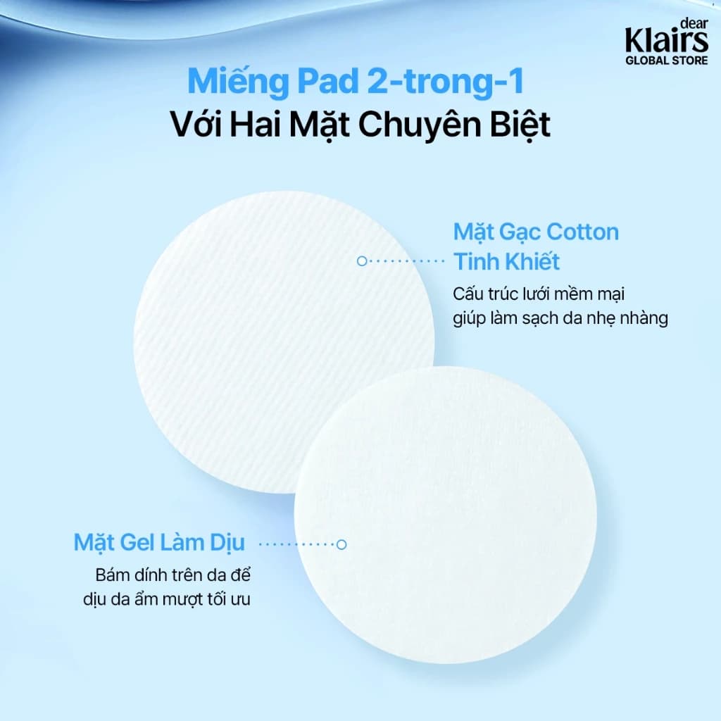dear Klairs Miếng cotton thấm nước hoa hồng EGF Blue Calming Toner Pad 150ml thumb 6
