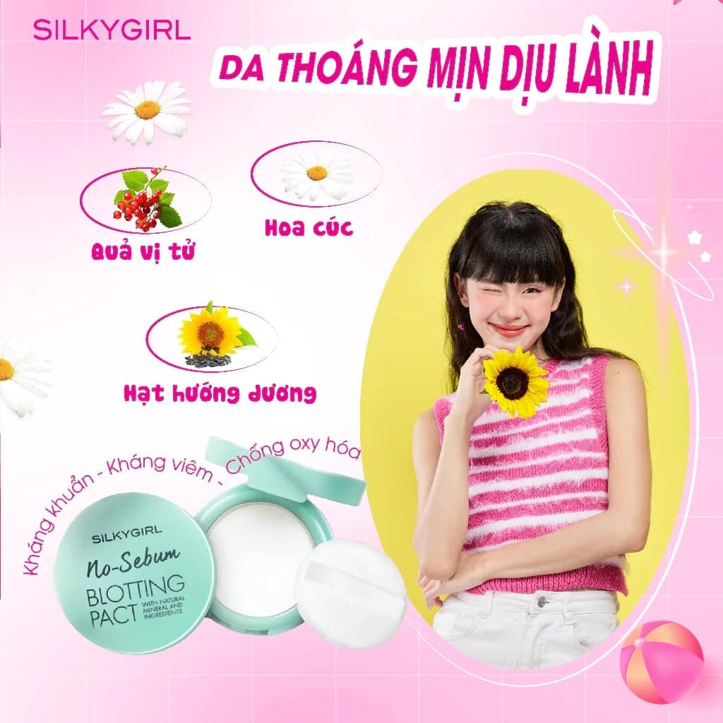 Silkygirl Phấn Phủ No-Sebum Blotting Pact 7g thumb 4