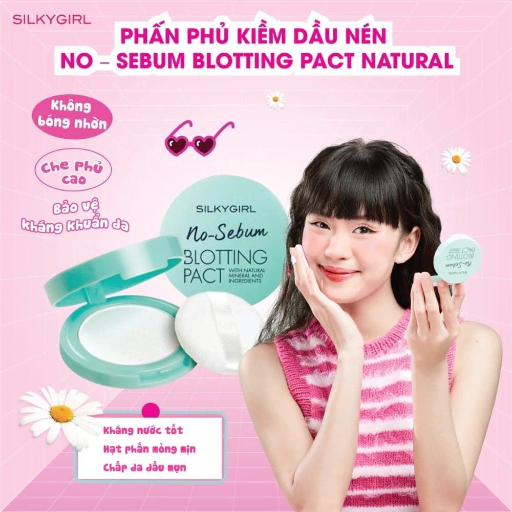 Silkygirl Phấn Phủ No-Sebum Blotting Pact 7g thumb 3