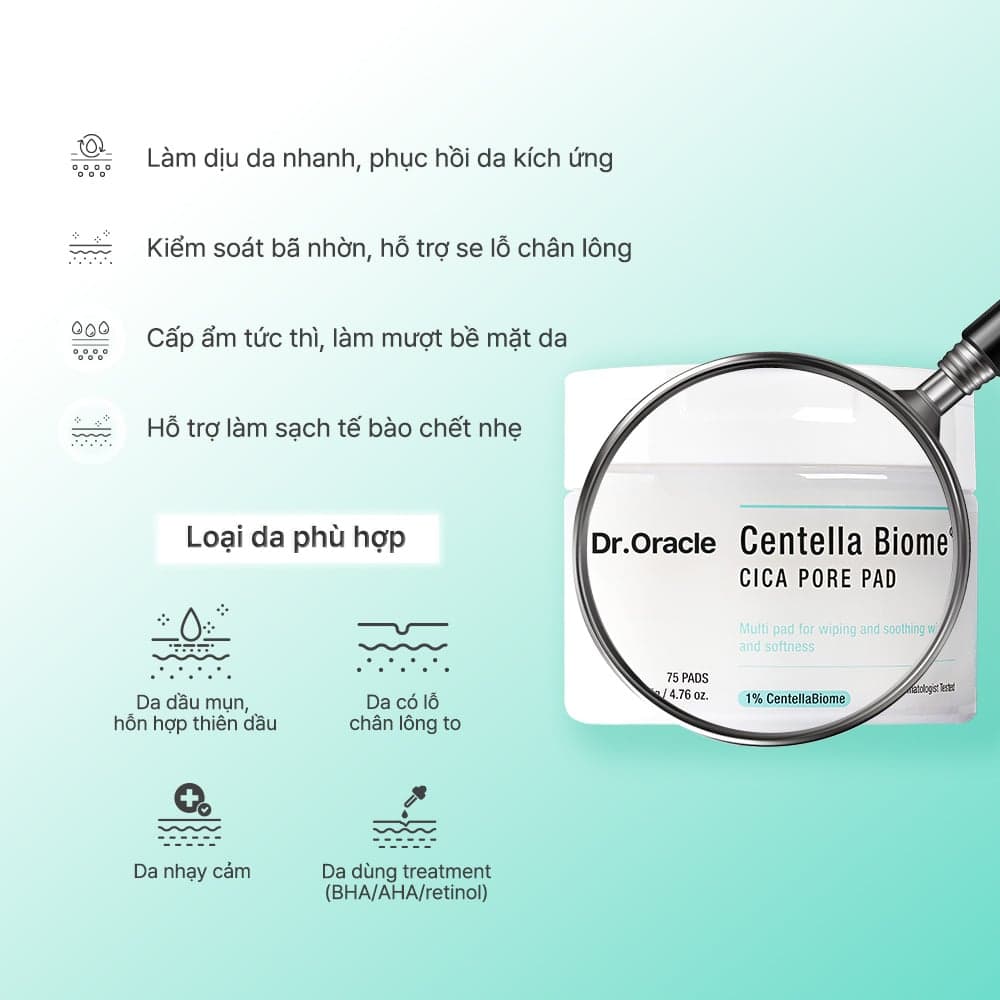 Dr.Oracle Mặt nạ giấy Centella Biome Cica Pore Pad 75pcs thumb 5