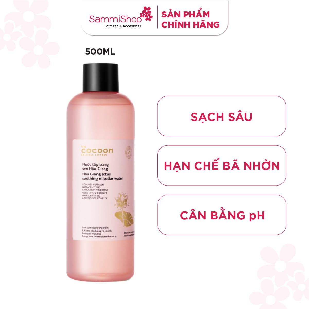 Cocoon Nước tẩy trang Sen Hậu Giang Lotus Soothing Micellar Water thumb 4