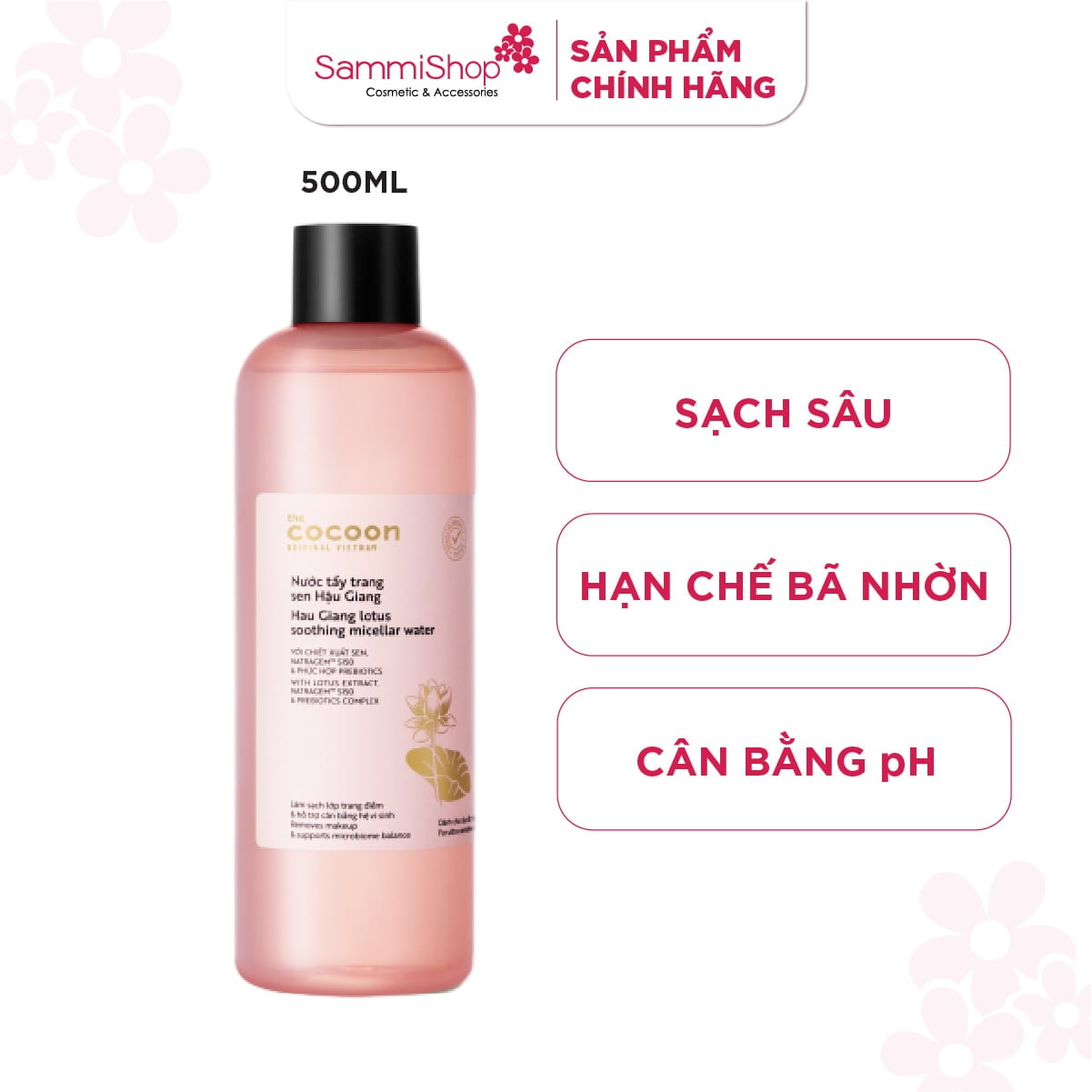 Cocoon Nước tẩy trang Sen Hậu Giang Lotus Soothing Micellar Water 4