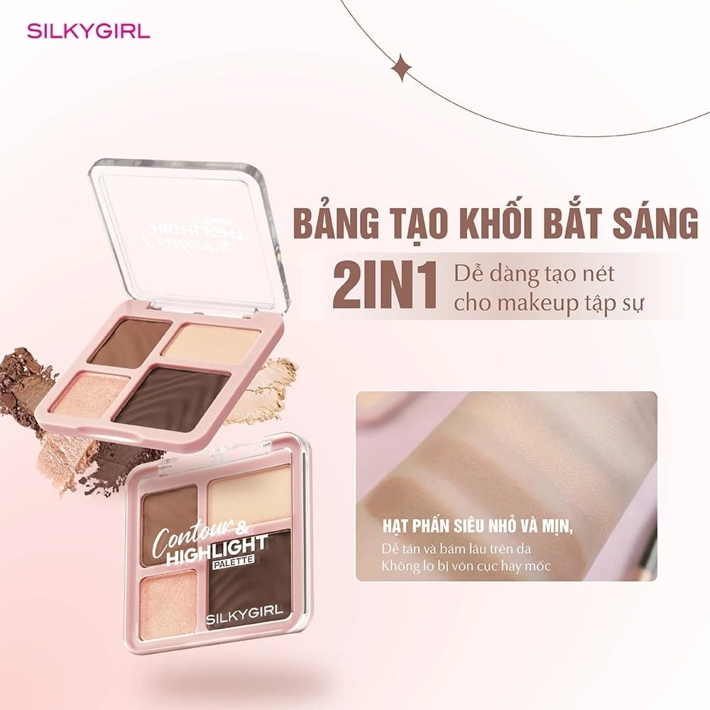 Silkygirl Phấn tạo khối & bắt sáng Contour & Highlight Palette 3