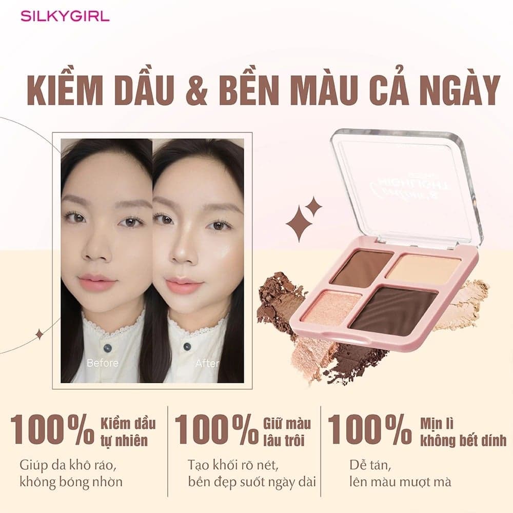 Silkygirl Phấn tạo khối & bắt sáng Contour & Highlight Palette thumb 5