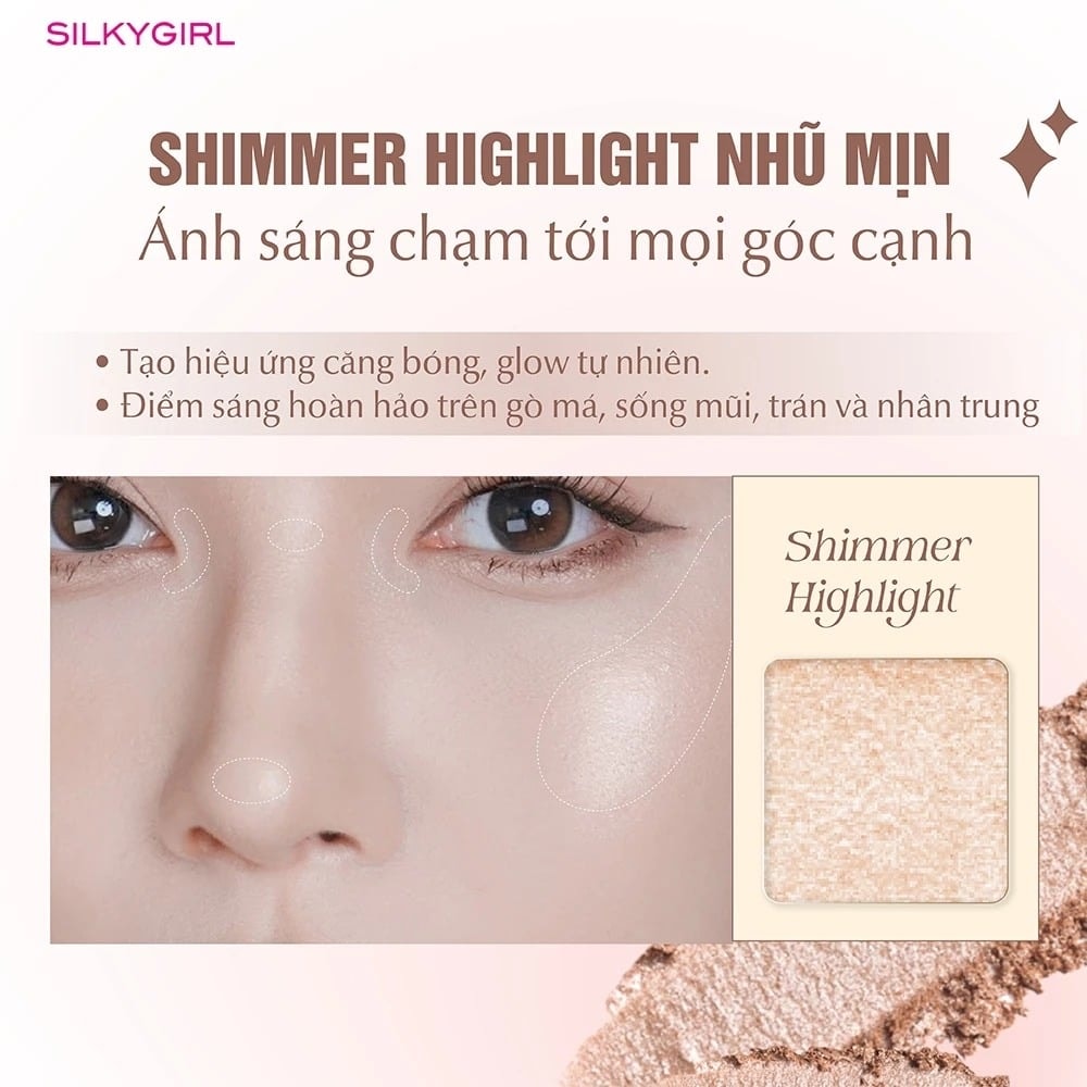 Silkygirl Phấn tạo khối & bắt sáng Contour & Highlight Palette 6
