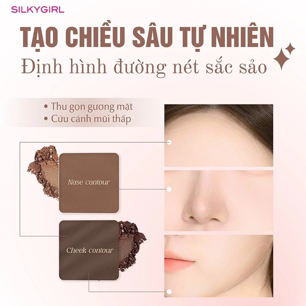 Silkygirl Phấn tạo khối & bắt sáng Contour & Highlight Palette 7