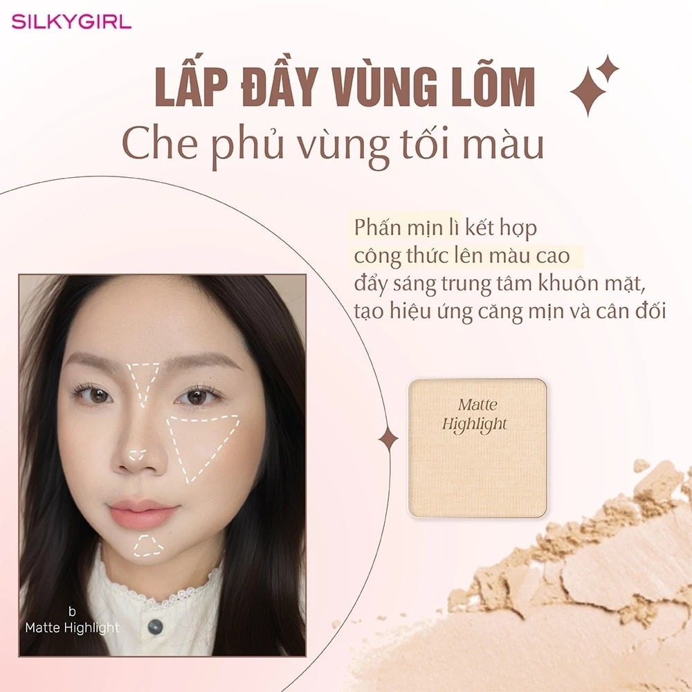 Silkygirl Phấn tạo khối & bắt sáng Contour & Highlight Palette 8