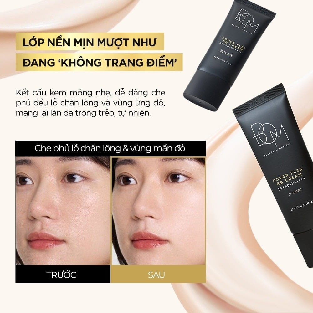 BOM Kem nền Cover Flex BB Cream SPF50+PA++++ 40g 3
