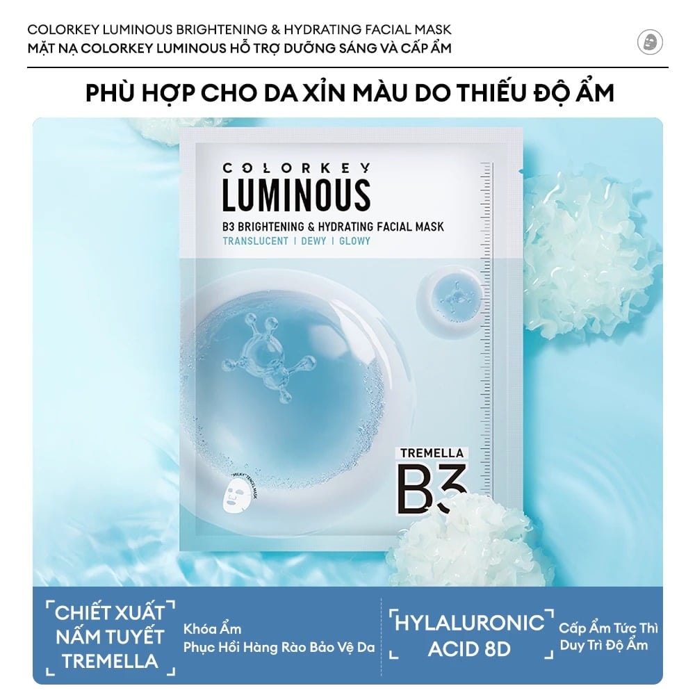 COLORKEY Mặt nạ giấy Luminous B3 Facial Mask 30ml 9