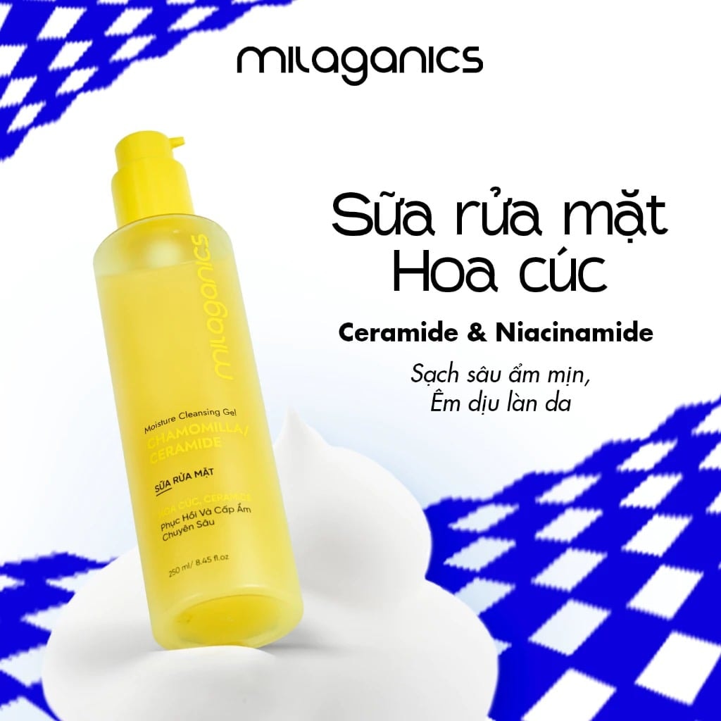 Milaganics Sữa rửa mặt hoa cúc Moisture Cleansing Gel Chamomilla Ceramide 250ml 3