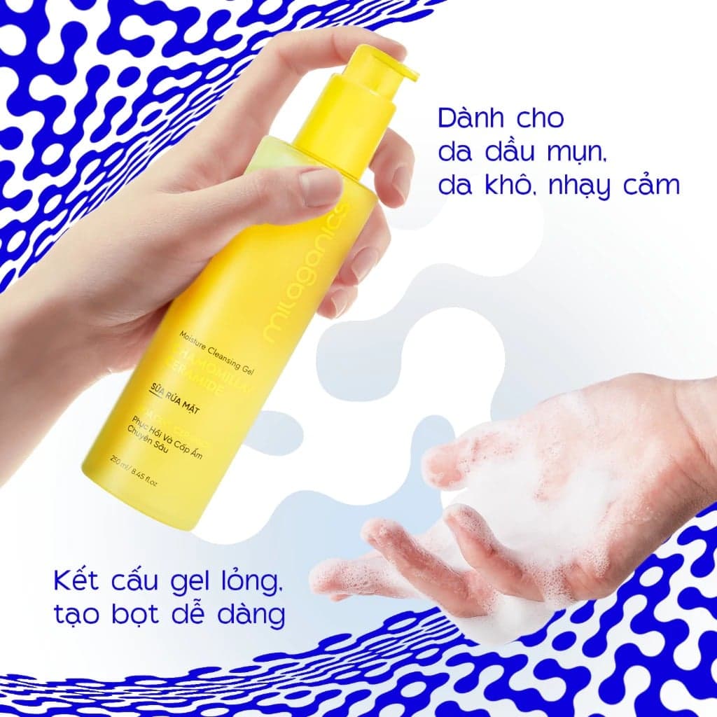 Milaganics Sữa rửa mặt hoa cúc Moisture Cleansing Gel Chamomilla Ceramide 250ml thumb 5