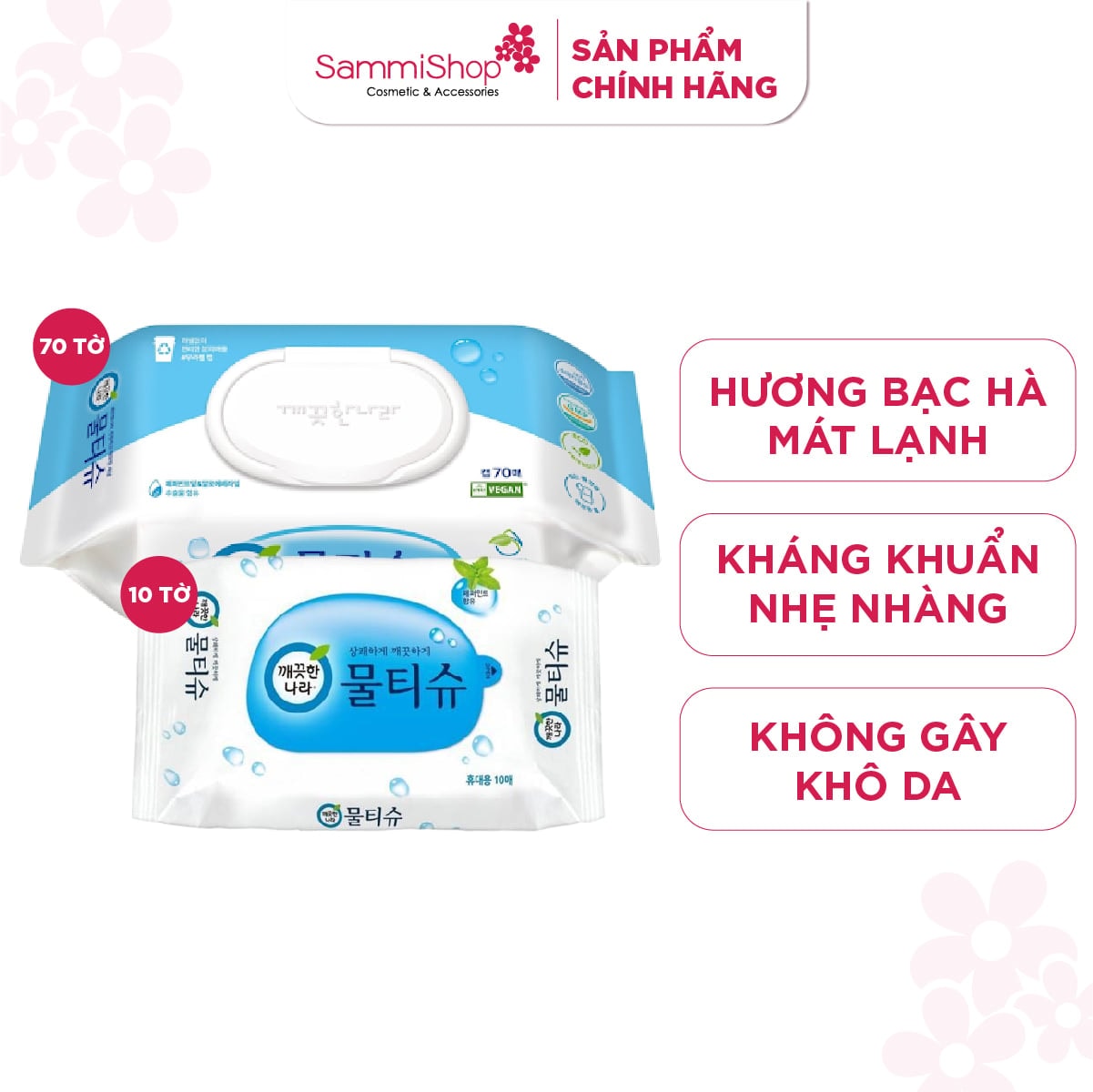 Kleannara Khăn ướt Peppermint Wet Tissue Cap - Hương bạc hà 1