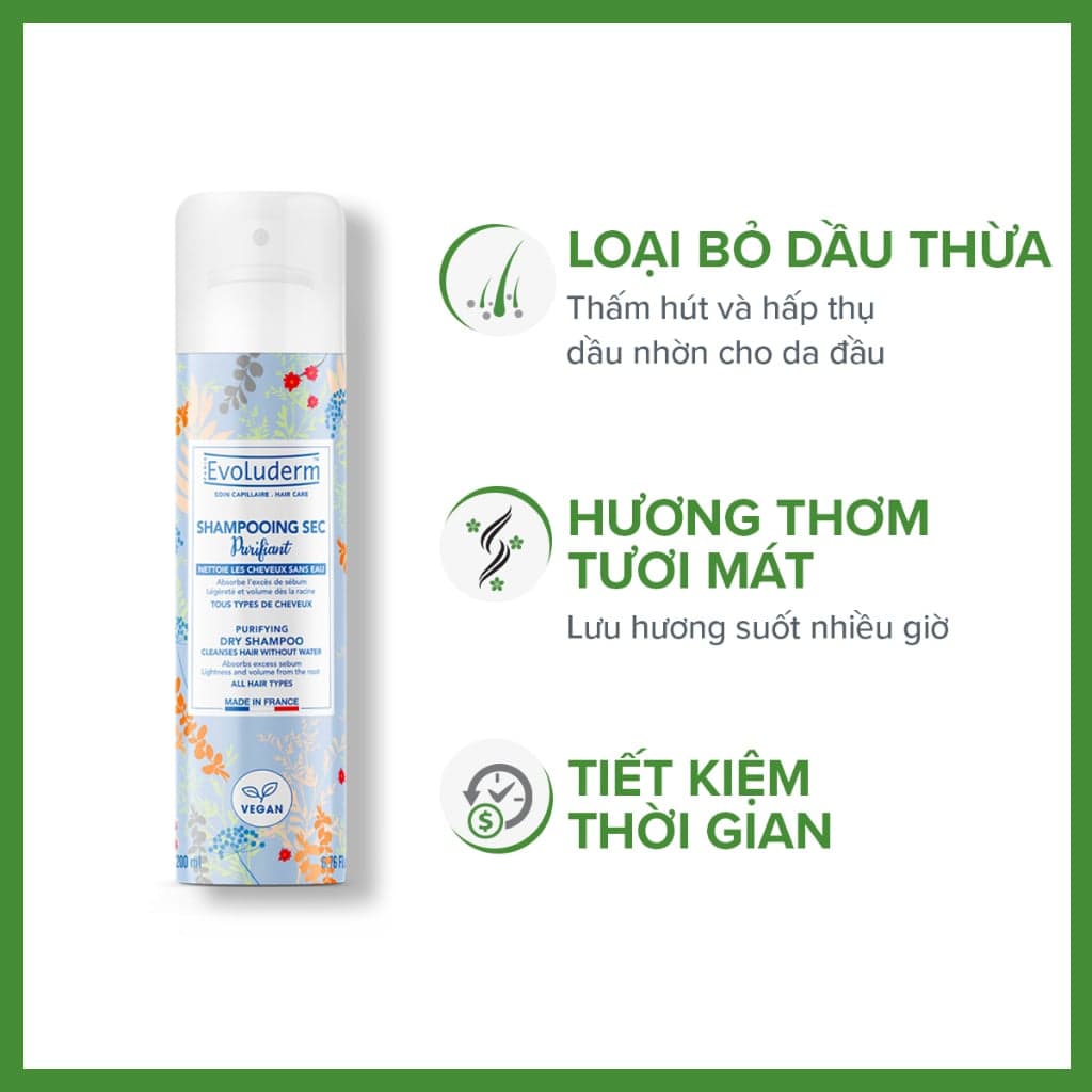 Evoluderm Xịt gội khô Purifying Dry Shampoo thumb 3