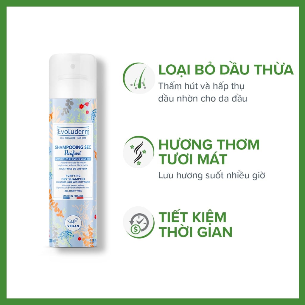 Evoluderm Xịt gội khô Purifying Dry Shampoo 3