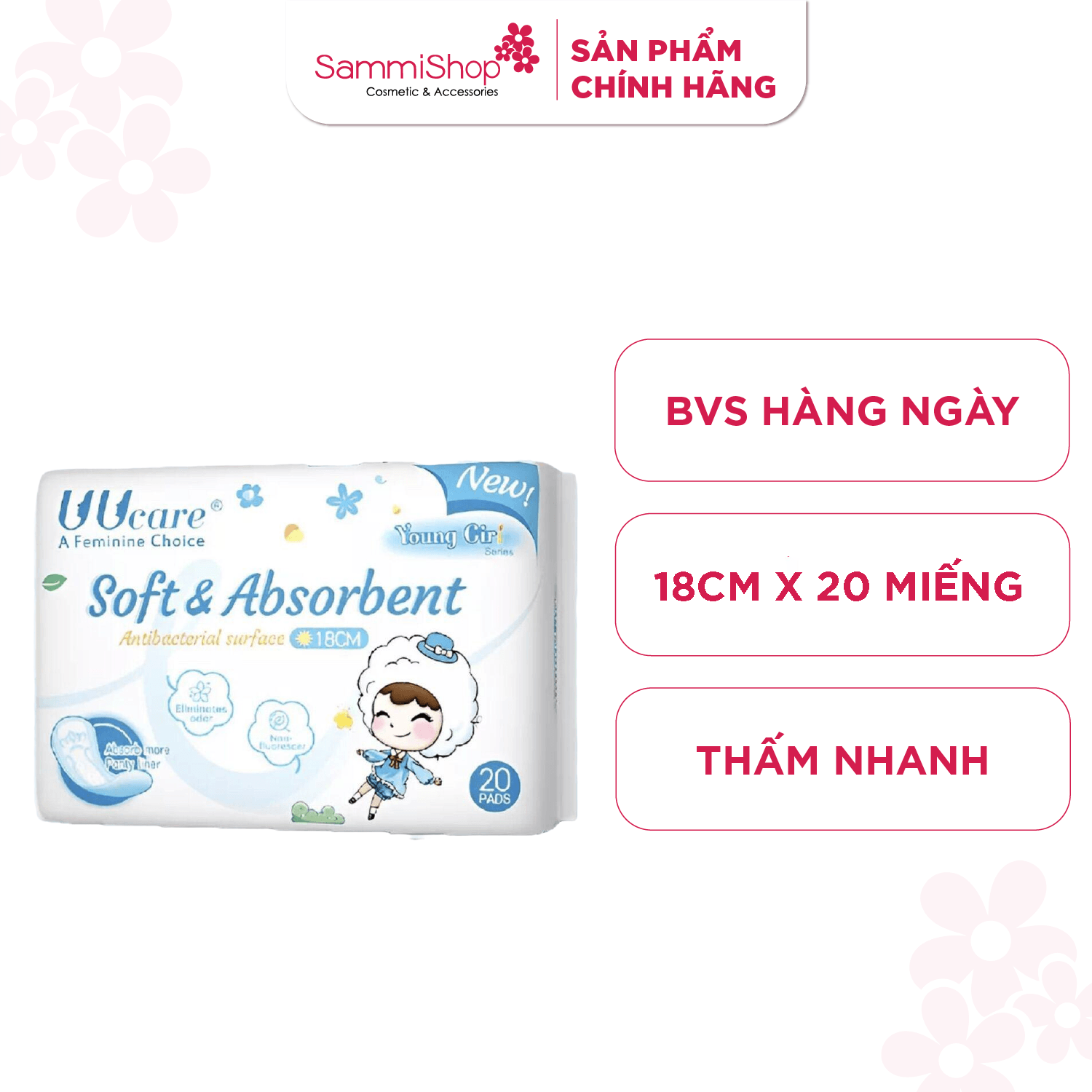 Uucare Young Girl BVS kháng khuẩn hàng ngày 18cm x 20 miếng 1