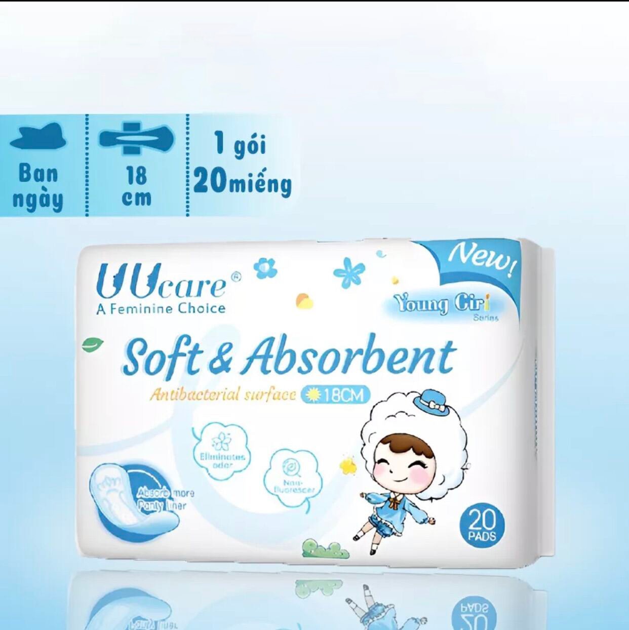 Uucare Young Girl BVS kháng khuẩn hàng ngày 18cm x 20 miếng 2