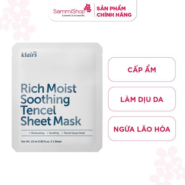 Dear, Klairs Mặt nạ giấy Rich Moist Soothing Tencel Sheet Mask 25ml 1