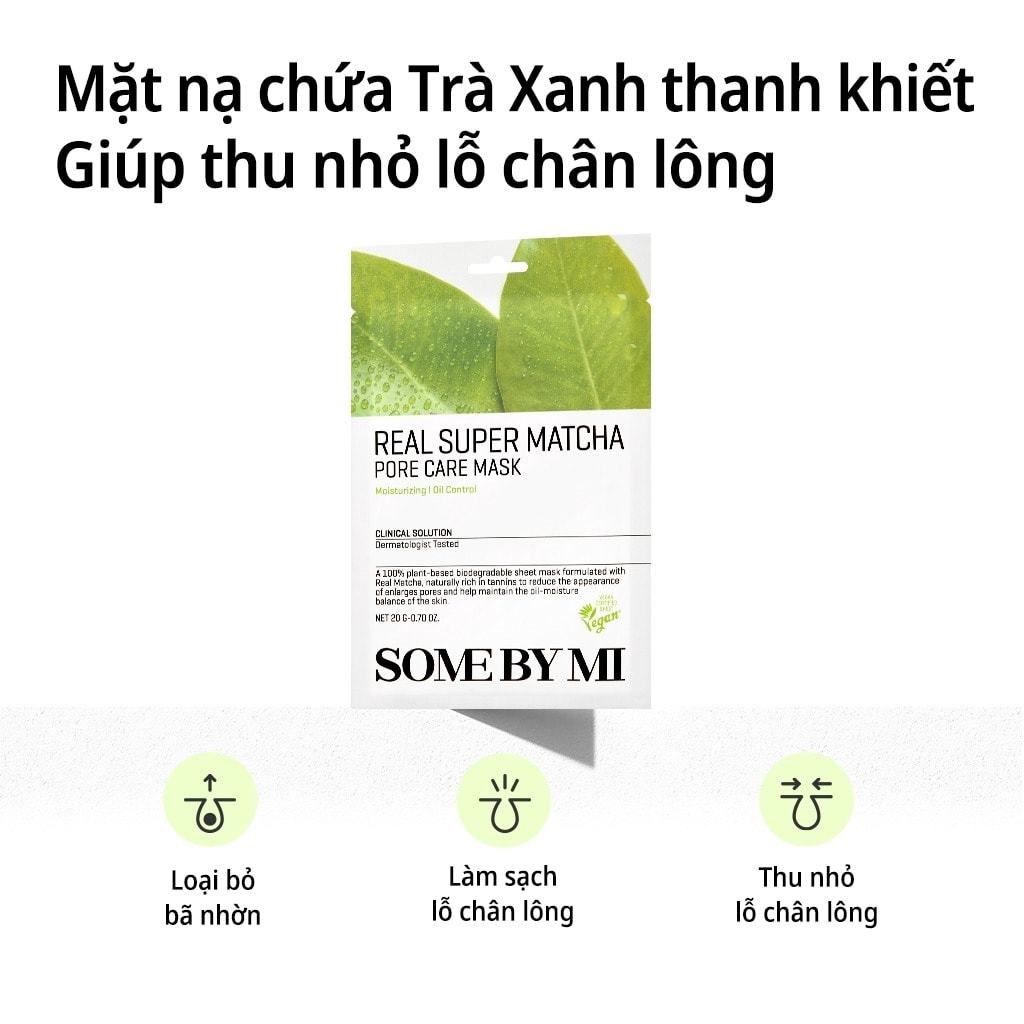 Some By Mi Mặt nạ giấy Real Super Matcha Pore Care Mask 20g 6