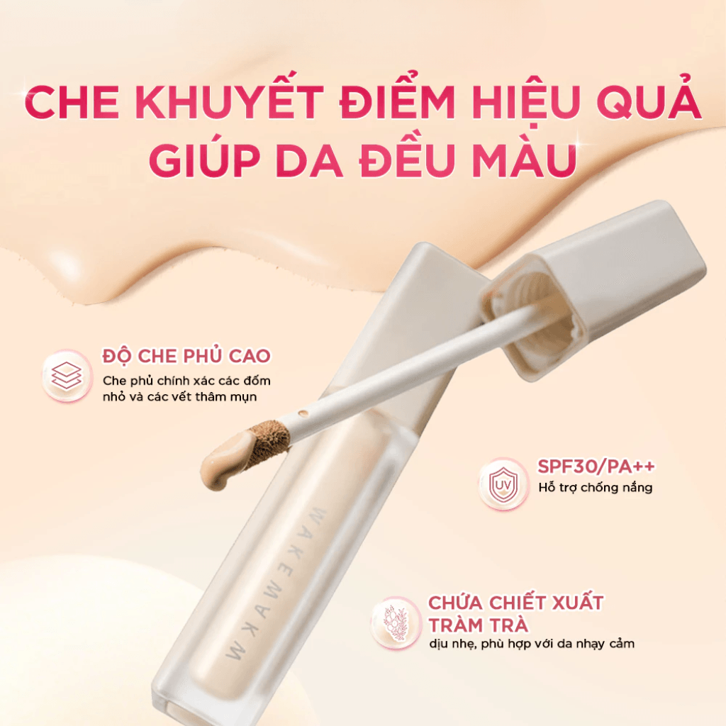 Wakemake Kem che khuyết điểm Defining Cover Concealer SPF30/PA++ 6g 2