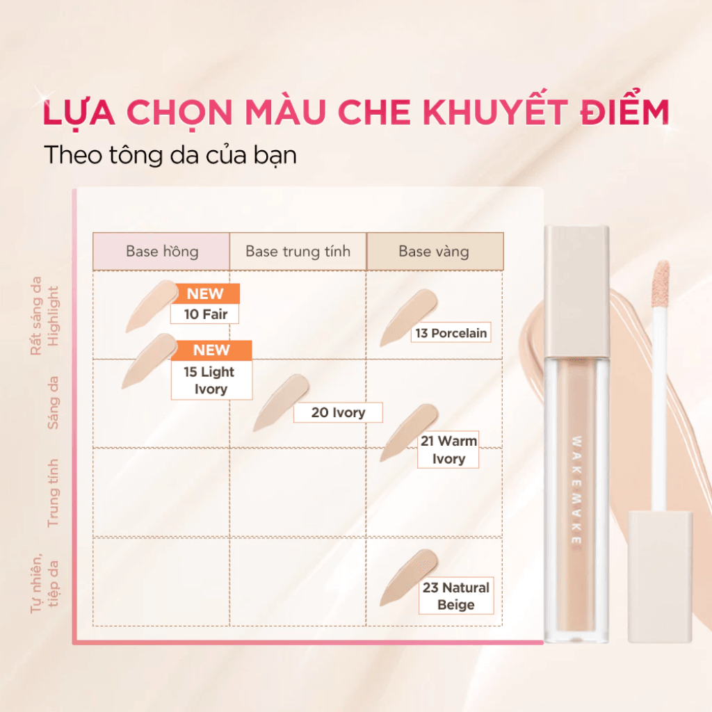 Wakemake Kem che khuyết điểm Defining Cover Concealer SPF30/PA++ 6g 4