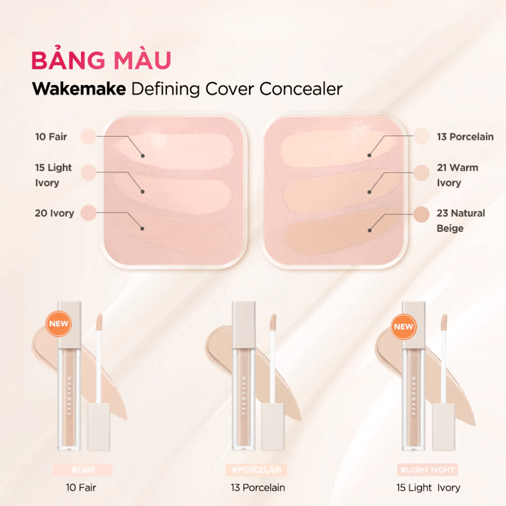 Wakemake Kem che khuyết điểm Defining Cover Concealer SPF30/PA++ 6g 5